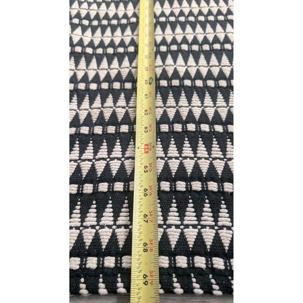 Pier 1 Table Runner Woven Black White Cream Tree Geometric 69.6